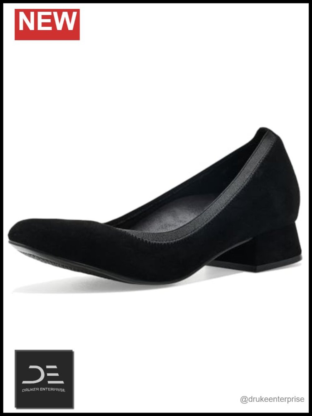 Suede Flare Heel Slip-On Dress Pump